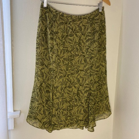 Rena Rowan Dresses & Skirts - 90s Green Leaf Print Rena Rowan Midi Skirt US 8